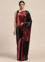 Georgette Red Party Wear Sequins Work Saree